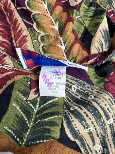 VTG A Personal Touch Colorful Shoulder Pad Button Up Jungle Themed Blouse 22W