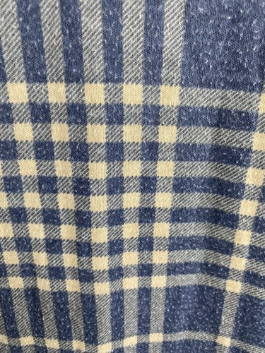 VTG Style New York Blue White Collared Long Sleeve Plaid Flannel Button Up L
