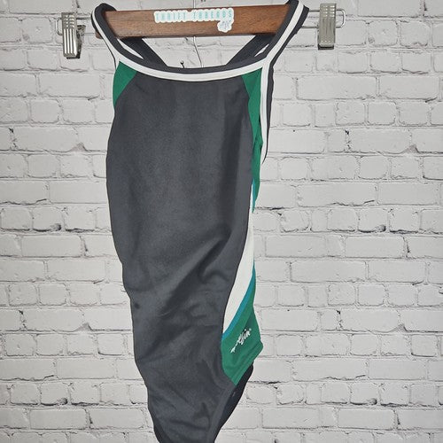 NWT Dolfin Black Forest Green Cross Back One Piece Racing Swimsuit Size 28