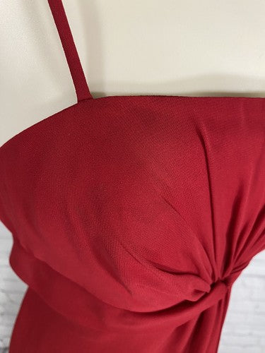 Bill Levkoff Red Pleated Front Sleeveless Midi Length Sheath Dress 4