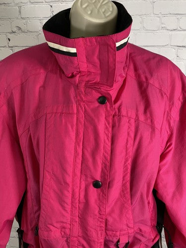 VTG 90s Serac Pink Black Full Zip Insulated Ventilated High Neck Ski Jacket 6