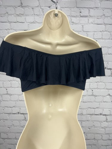 Pick Pink Black Ruffle Off the Shoulder Flounce Bikini Swim Top S