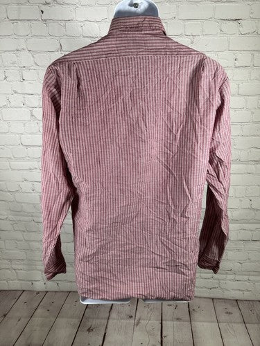VTG Levi’s Brick Red White Striped Lightweight Long Sleeve Button Up Shirt M