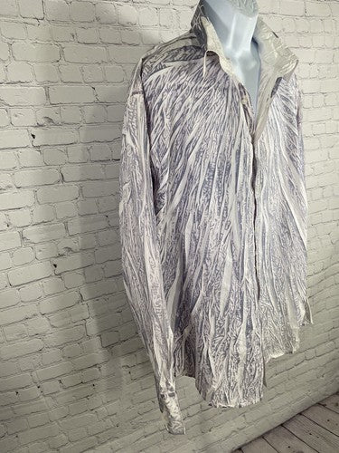 NWT Royal Blue White Blue Textured Long Sleeve Button Up Dress Shirt 2XL