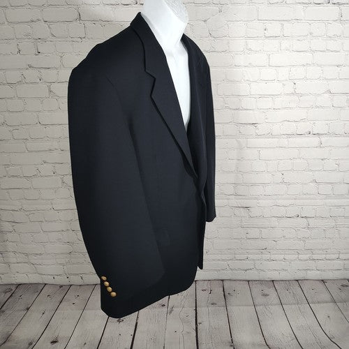 Hardwick Clothes Navy Blue Gold Two Button Blazer Sports Coat USA 44R