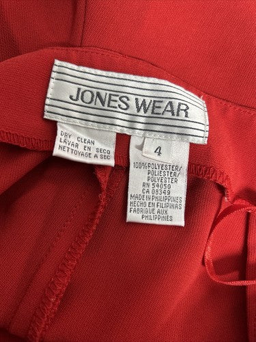 VTG Jones Wear Red Pleated High Rise Wide Leg Trousers Dress Pants 4 (27x28)