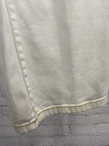 Kikit Jeans White Gold Thread Cotton Boot Cut Straight Leg Baggy Denim Jeans 8
