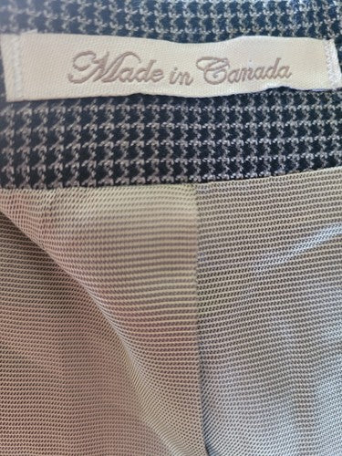 Peerless Couture International Silk & Wool Check Nailshead Black Gray Blazer 40R