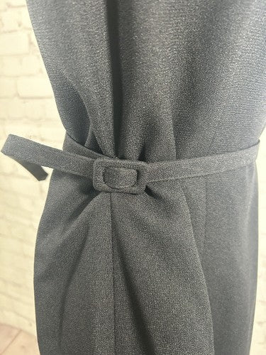 Amanda Smith Solid Black Sleeveless Belted Women’s Knee Length Sheath Dress 6