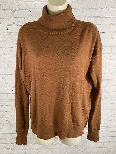 Etophe Studios Brown Long Sleeve Pullover Turtle Neck Cable Knit Sweater Women M
