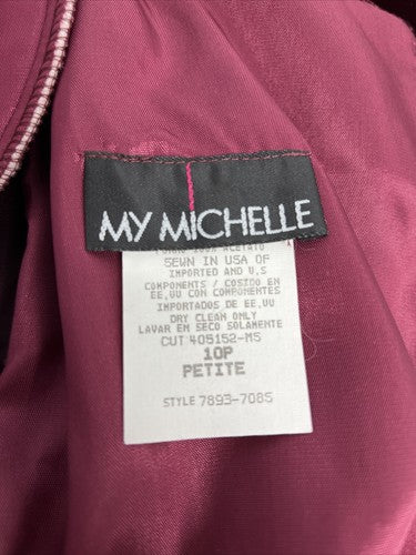 VTG My Michelle Crushed Velvet Cocktail Dress Petite Dark Burgundy 10P