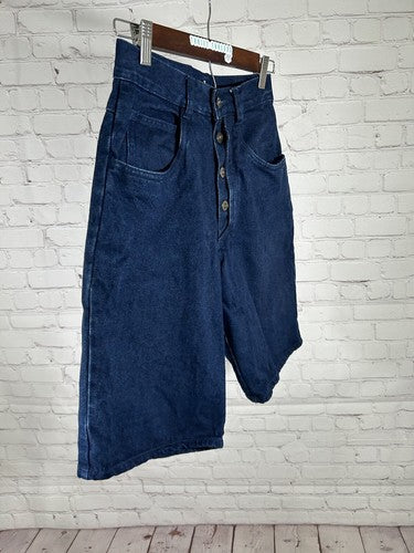 VTG Rio By Stephen Mardon Dark Wash High Rise Blue Denim Button Shorts 9 (24x11)