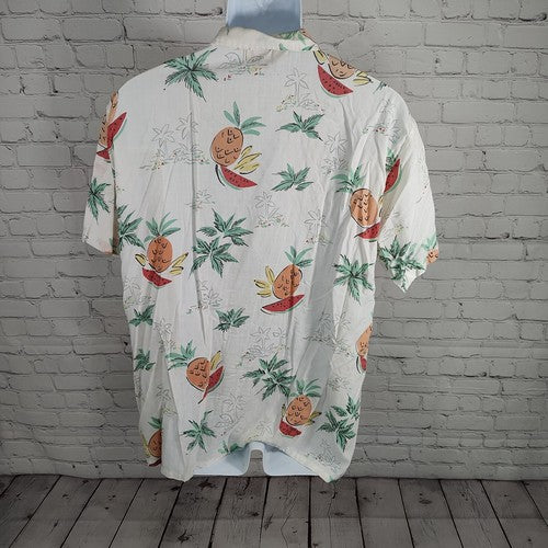 VTG Magnum 357 Polyester Blend Beachy Button Up Made In USA Men's Size XL