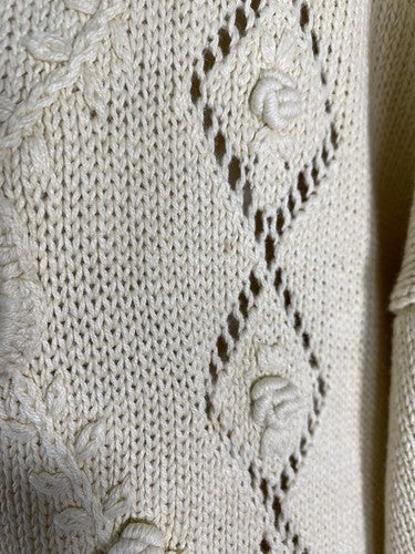 VTG By Design Essentials Ivory Pullover Oversized Cable Knit Sweater S