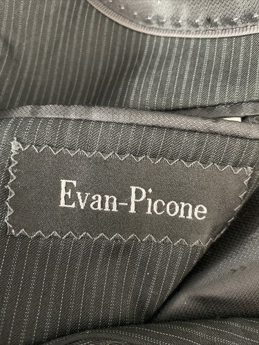 Evan Picone Black Vertical Striped Two Button Blazer Jacket Coat Men’s 40R