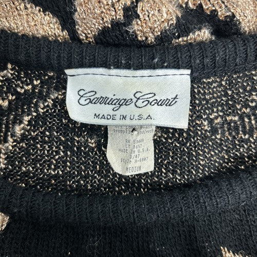 VTG Carriage Court Black Gold Pullover Long Sleeve Knit Sweater Women’s M