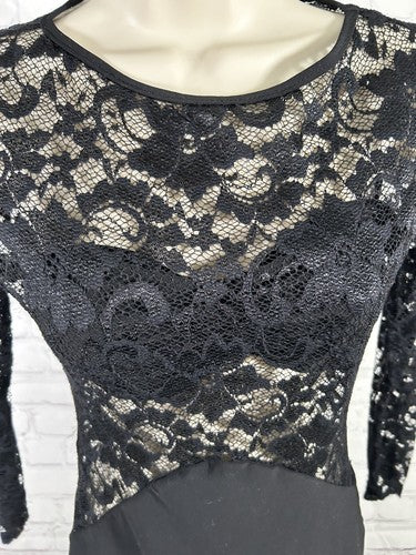 Sentimental NY Black Floral Lace Short Pullover Long Sleeve Bodycon Dress S