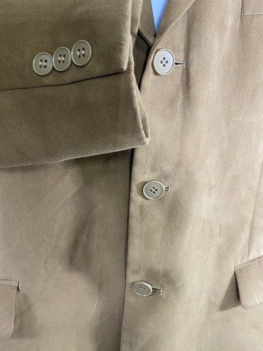 Andrew Fezza Light Brown Faux Suede 3 Button Blazer Jacket Super Soft 48 READ