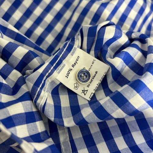 NWT Glory Star White Blue Checkered Long Sleeve Button Up Men’s Dress Shirt XL