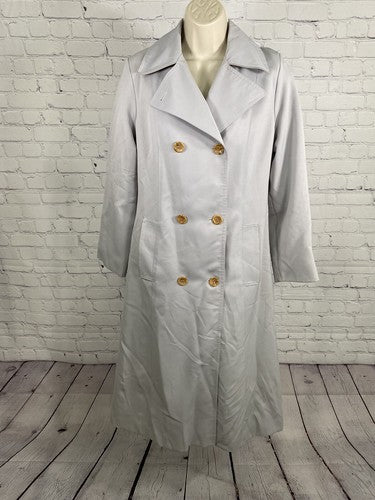 VTG AstorOne Dusty Blue/ Gray Removable Liner Double Breasted Peacoat Womens 8