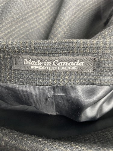 VTG 1998 Franco Tassi 100% Wool Black Brown Plaid 3 Button Blazer Jacket 44T