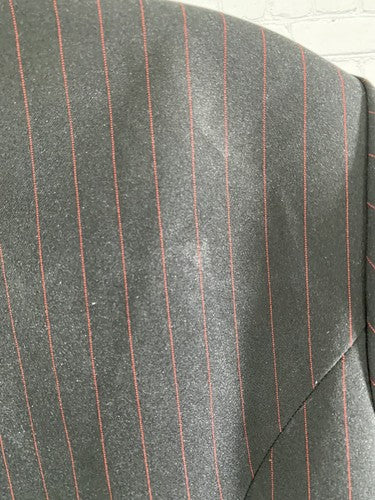 VTG Fashion Bug Black Red Striped Blazer Jacket With Red Dickie Collar 16W