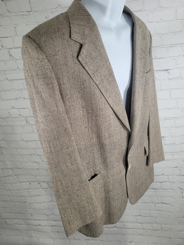 Andre Villard Paris Beige Gray Sport Coat Blazer Textured Silk Blend Size 42R