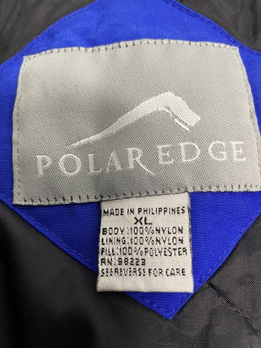 Polar Edge Black Blue Full Zip Peek A Boo Hood Snap Up Jacket Coat XL