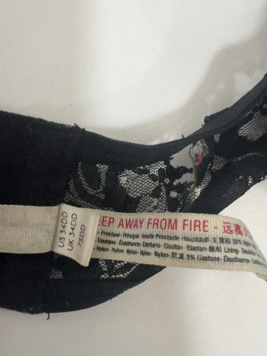 Free People Intimately Black Floral Lace Unlined Underwire Bra 34DD