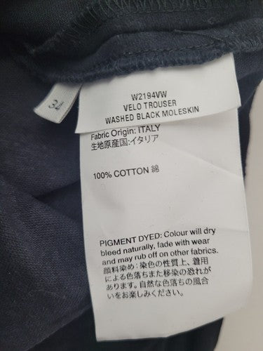 Our Legacy Black Velo Trouser Washed Black Moleskin Ankle Pans Size US S (27x30)