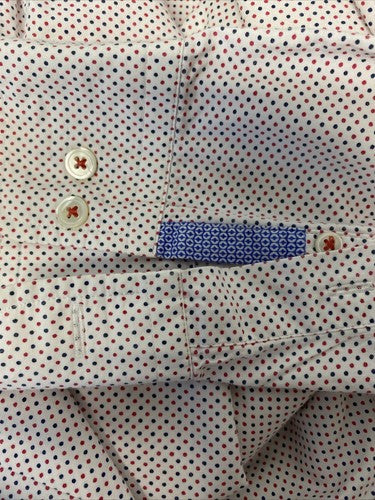 Koike Barcelona Red Polka Dot Button Down Long Sleeve Size 39 Portugal Made