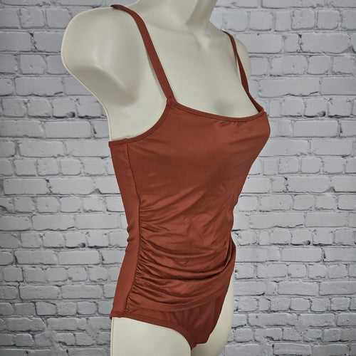La Blanca Rust Brown Ruched Square Neck One Piece Swimsuit Bathing Suit 8