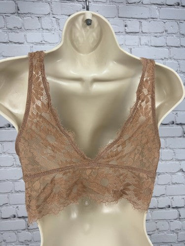 Aerie Tan Floral Lace Lined Plunge V Neck Bralette Bra M