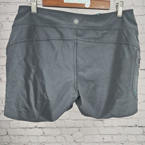 Athleta Gray Teal Cargo Pocket Lace Up Board Shorts Swim Bottoms 12 (34X6)