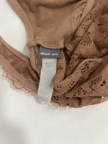 Aerie Tan Floral Lace Lined Plunge V Neck Bralette Bra M