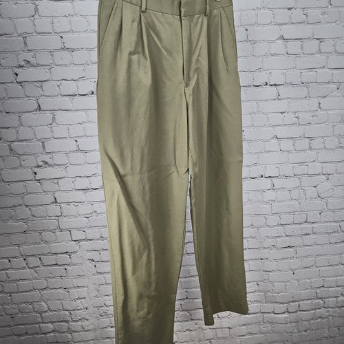 VTG Eddie Bauer Khaki 100% Wool Pleated Straight Leg Dress Pants 33x32 (30X34)