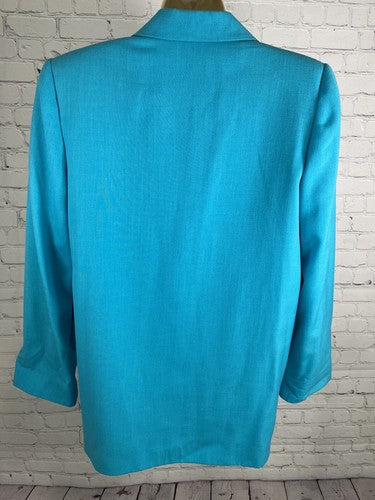 VTG Lynn Greene Light Blue Notch Lapel Single Button Jacket Blazer Women’s Sz 10