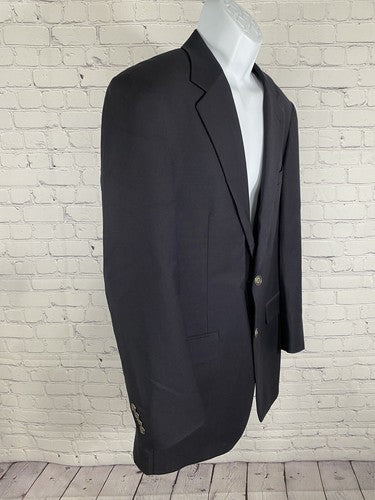 VTG Bill Blass For Marshall Fields All Wool Dark Blue 2 Button Jacket Blazer 40L
