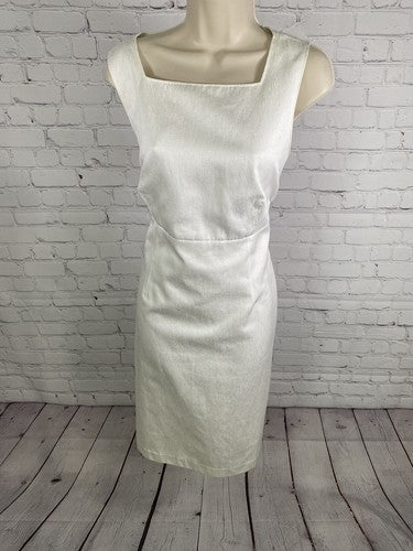 Sharagano Suits White Shift Dress Long Jacket 2 Piece Set Embroidered Beaded 12