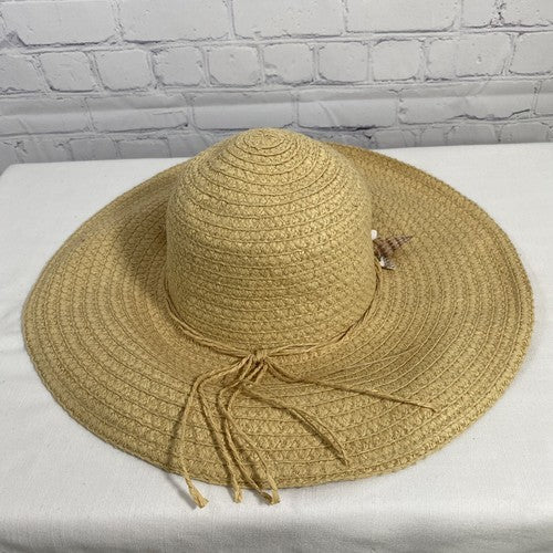 Royal Road Trading Co Yellow Straw Sea Shell Accent Straw Sun Hat One Size