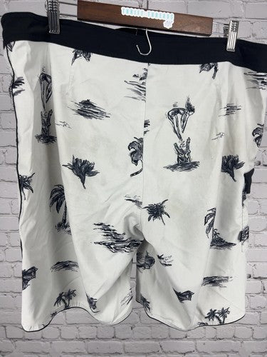Vans White Black Tropical Pin Up Print Lace Up Cargo Board Shorts 36 (36X10)