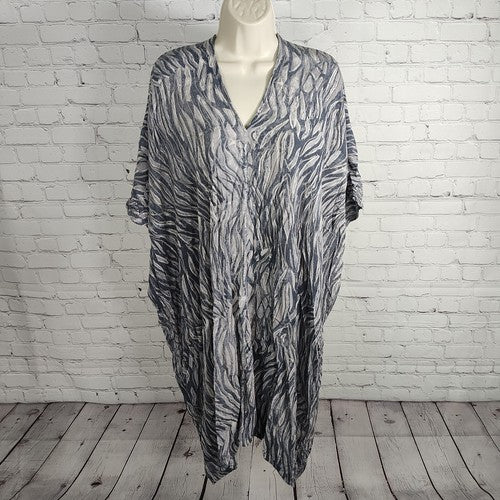 Final Touch Grey Kaftan Flowy Asymmetrical Cover Up USA Mumu Dress One Size O/S
