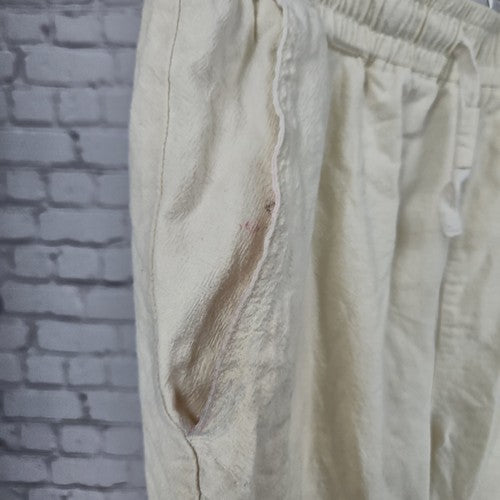 SIR7 Studio Cream Linen Cotton Blend Drawstring Elastic Waist Shorts L