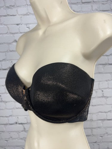 Victoria's Secret Black Rose Gold Shimmer Strapless Underwire Bra 38DD