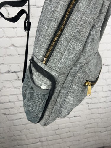 Herschel Supply Co Gray Crosshatch Gold Zip Backpack Bookbag One Size