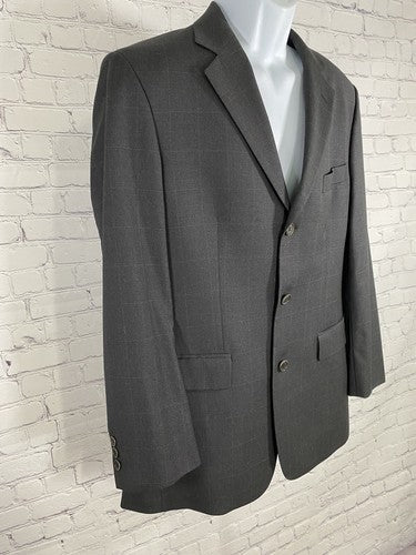 Brooks Brothers 346 Light Black Wool Glen Plaid 3 Button Jacket Blazer 39R