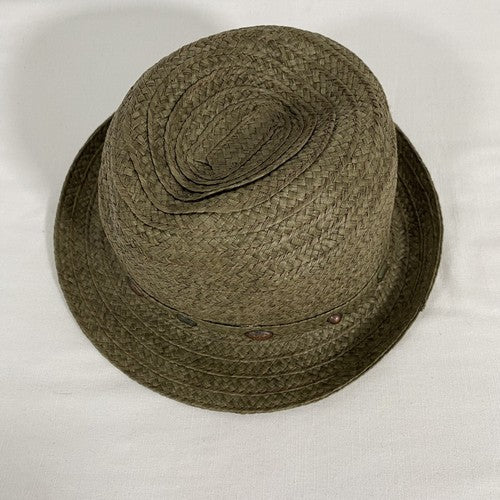 August 100% Paper Beaded Brown/ Green Narrow Brim Hat One Size