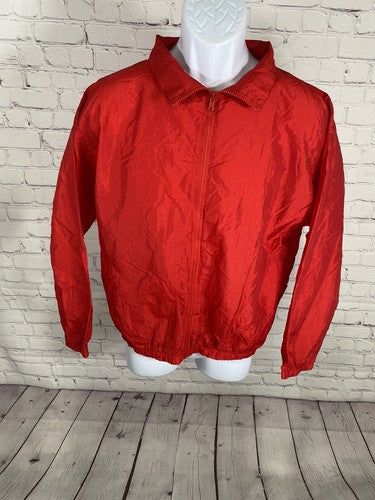 VTG Body Wrappers Red Full Zip Lightweight Nylon Wind Breaker Dance Jacket S