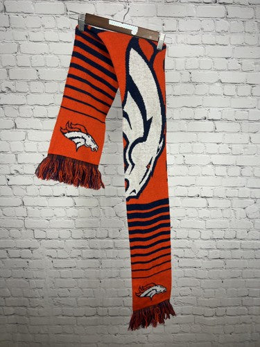 Unbranded Denver Broncos Orange Blue Fringe Knit Football Scarf NFL One Size