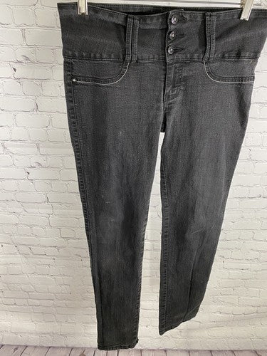 WATCH LA JEANS Black Mid Rise Black 3 Button Stretch Skinny Womens 9